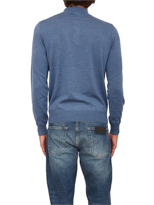 Polo maglia Aiace Galassi in lana fine blu con chiusura tre bottoni in UOMO