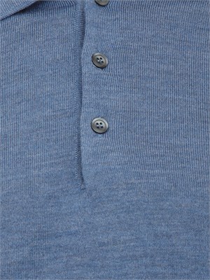 Polo maglia Aiace Galassi in lana fine blu con chiusura tre bottoni in UOMO