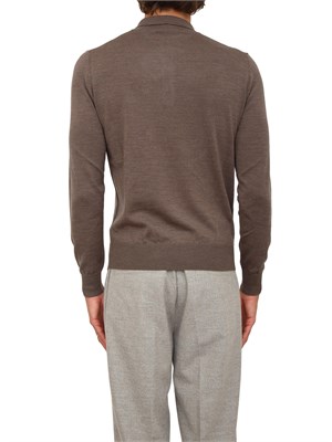 Polo maglia Aiace Galassi in lana fine taupe con chiusura tre bottoni in UOMO