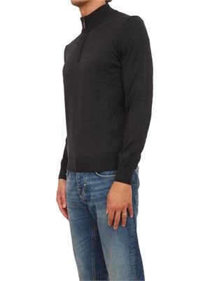 Maglia mezza zip manica lunga Aiace Galassi in pura lana grigia in UOMO