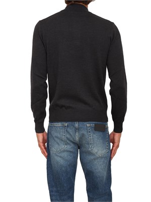 Maglia mezza zip manica lunga Aiace Galassi in pura lana grigia in UOMO