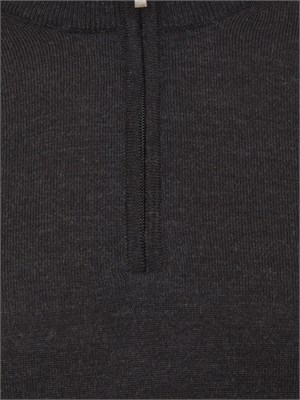 Maglia mezza zip manica lunga Aiace Galassi in pura lana grigia in UOMO