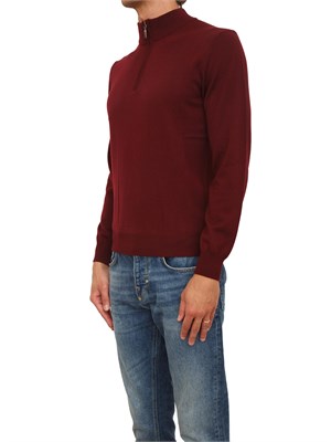 Maglia mezza zip manica lunga Aiace Galassi in pura lana bordeaux in UOMO