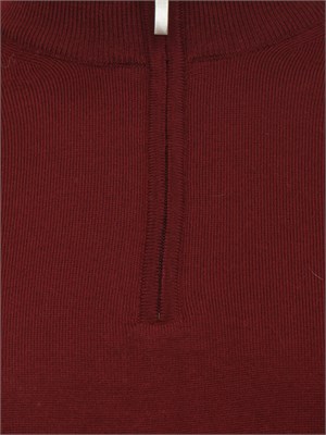 Maglia mezza zip manica lunga Aiace Galassi in pura lana bordeaux in UOMO