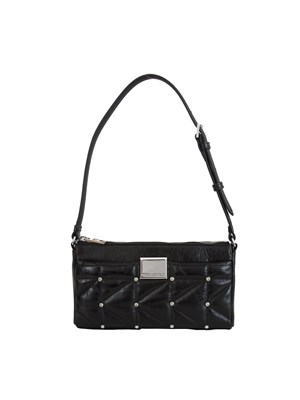 Borsa Karl Lagerfeld in pelle lucida nera e borchie in DONNA