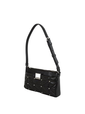 Borsa Karl Lagerfeld in pelle lucida nera e borchie in DONNA