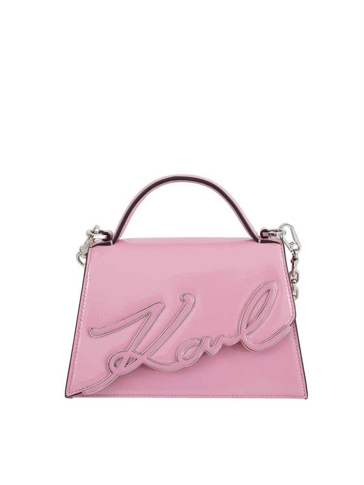 Borsa Karl Lagerfeld in pelle lucida rosa