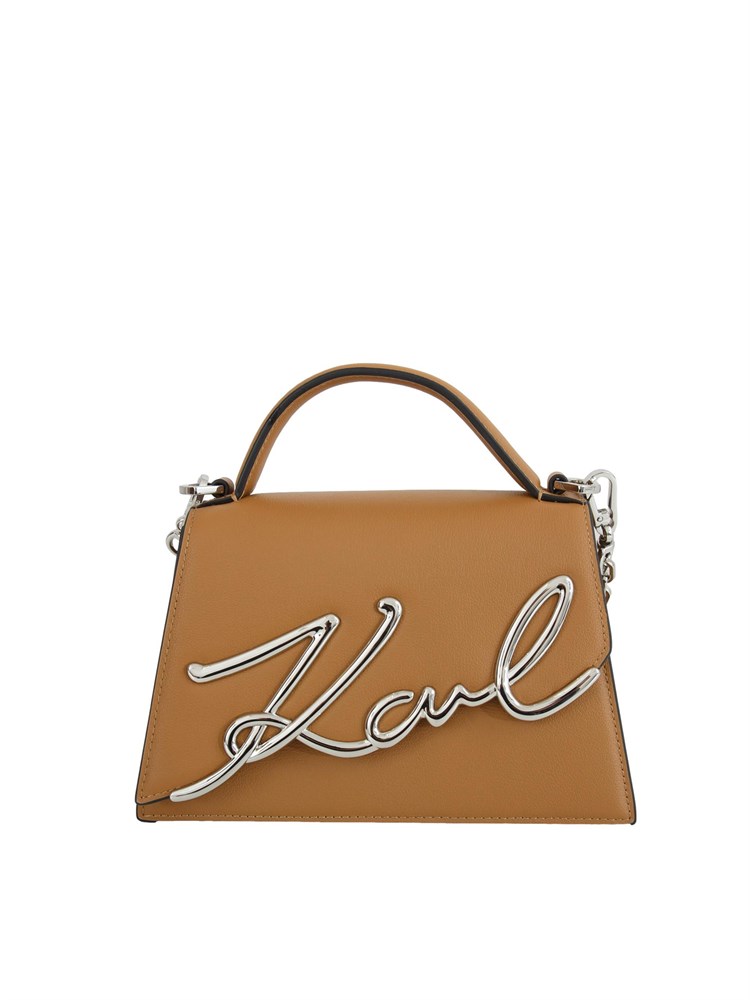 Borsa Karl Lagerfeld in pelle cuoio con logo signature