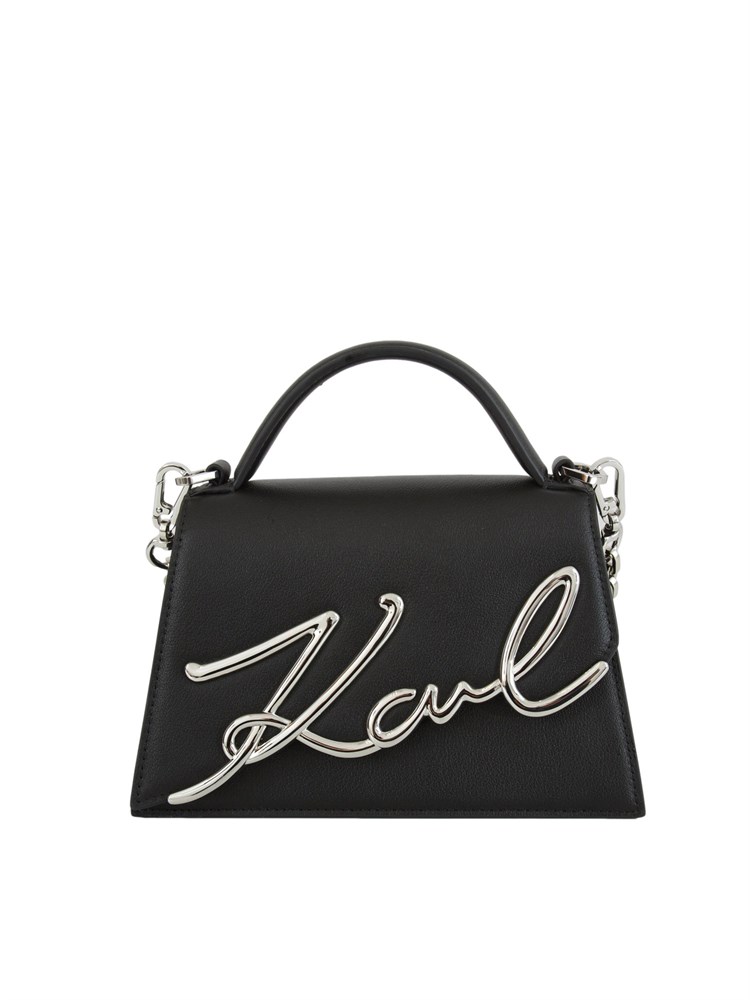 Borsa Karl Lagerfeld in pelle nera con logo signature