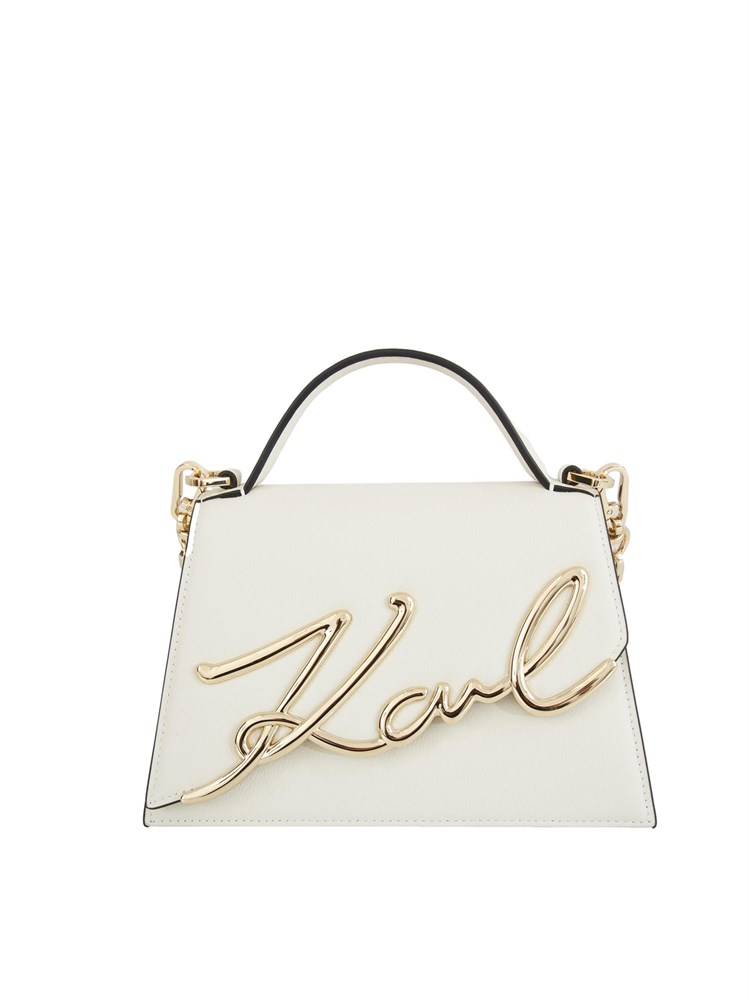 Borsa Karl Lagerfeld in pelle bianca con logo signature
