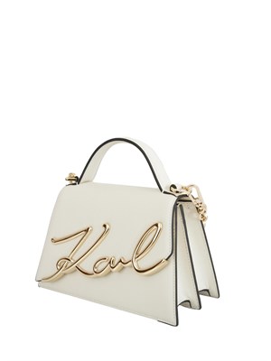 Borsa Karl Lagerfeld in pelle bianca con logo signature in DONNA