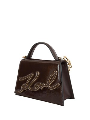 Borsa Karl Lagerfeld in pelle lucida marrone in DONNA