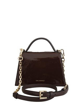 Borsa Karl Lagerfeld in pelle lucida marrone in DONNA