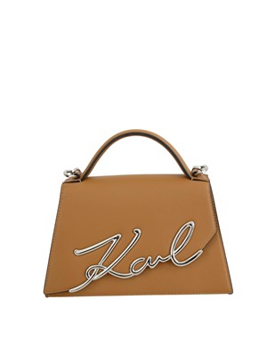 Borsa Karl Lagerfeld in pelle cuoio con logo signature in DONNA