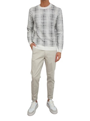 Maglia Liu Jo uomo in lana bianca con motivo check in UOMO
