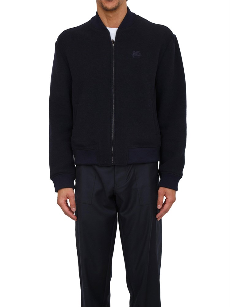 Giubbino bomber Etro uomo misto lana double blu
