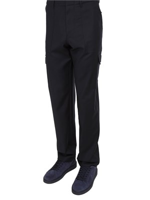 Pantaloni cargo Etro uomo in lana blu con tasconi in UOMO