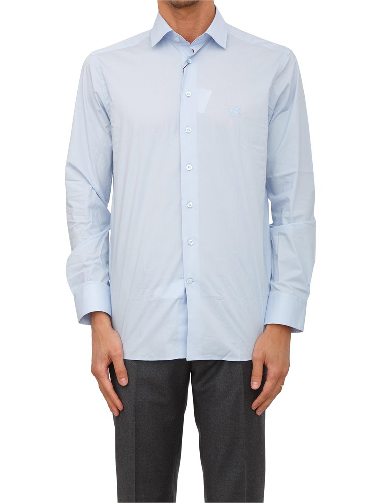 Camicia Etro uomo in cotone azzurro con logo