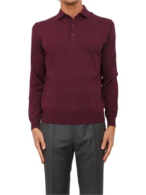 Maglia polo Etro uomo in misto lana bordeaux in UOMO