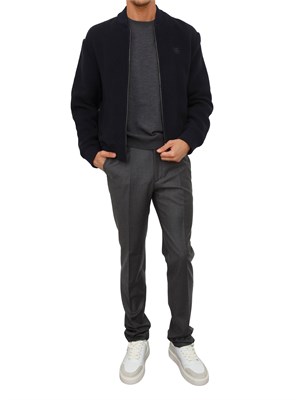 Maglia girocollo Etro uomo in lana grigia con logo in UOMO