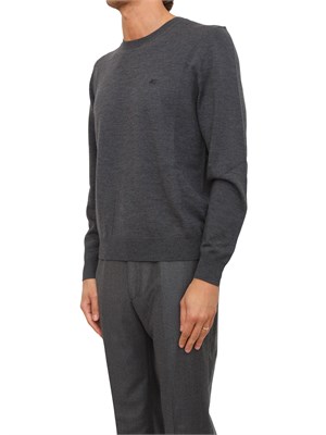 Maglia girocollo Etro uomo in lana grigia con logo in UOMO