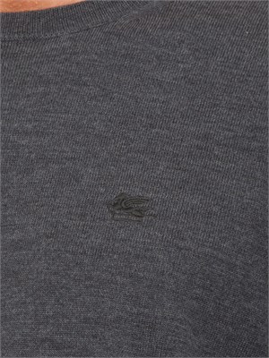 Maglia girocollo Etro uomo in lana grigia con logo in UOMO