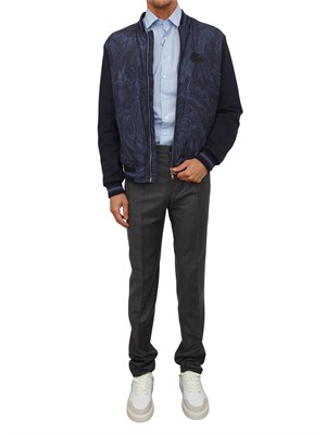 Camicia Etro uomo in cotone azzurro ricami Paisley tono su tono in UOMO