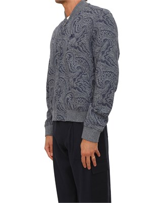 Felpa bomber Etro uomo in tessuto jacquard blu Paisley in UOMO