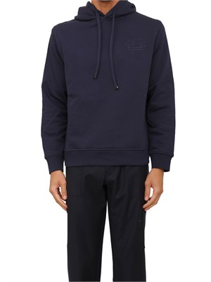 Felpa con cappuccio Etro uomo in misto cotone blu in UOMO