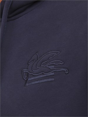 Felpa con cappuccio Etro uomo in misto cotone blu in UOMO