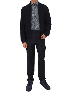 Camicia Etro uomo in rasatello di cotone con stampa astratta blu in UOMO