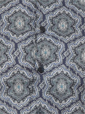Camicia Etro uomo in rasatello di cotone con stampa astratta blu in UOMO