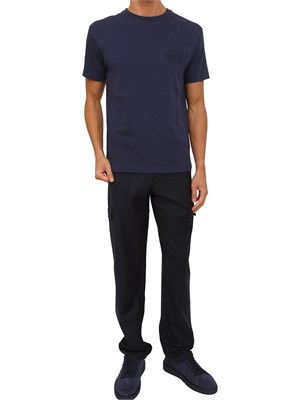 T-shirt girocollo Etro uomo in cotone blu con logo in UOMO