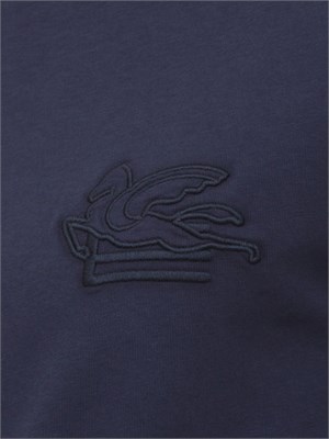 T-shirt girocollo Etro uomo in cotone blu con logo in UOMO