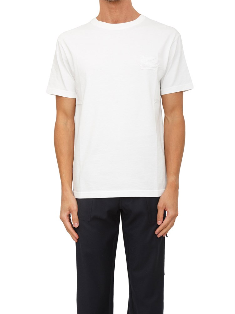 T-shirt girocollo Etro uomo in cotone bianco con logo