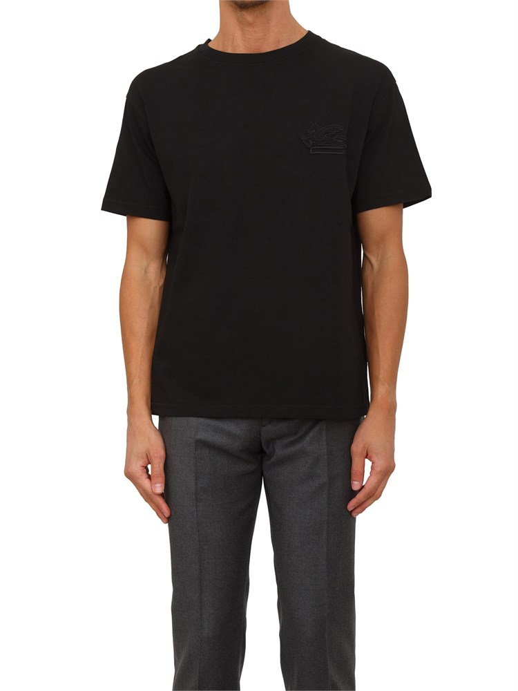 T-shirt girocollo Etro uomo in cotone nero con logo