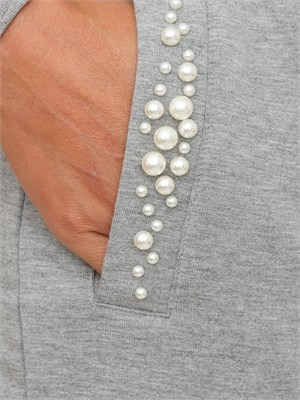 Pantalone tuta Liu Jo donna n viscosa grigia con perle in DONNA