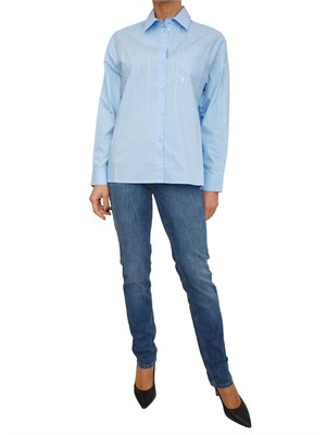 Camicia Liu Jo in cotone azzurro con strass in DONNA