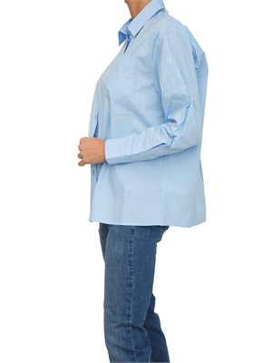 Camicia Liu Jo in cotone azzurro con strass in DONNA
