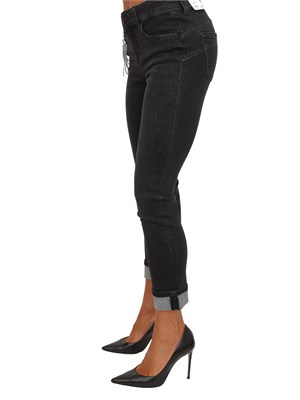 Jeans skinny Liu Jo donna in denim nero con spilla removibile in DONNA