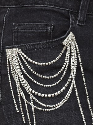 Jeans skinny Liu Jo donna in denim nero con spilla removibile in DONNA