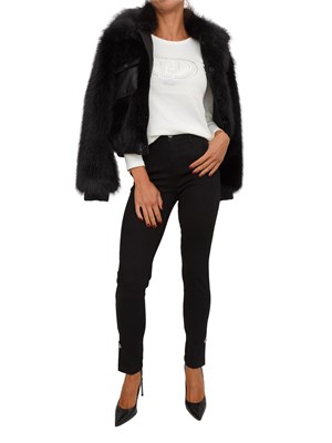 Jeans bottom up Liu Jo donna in denim nero con bottone e spacco in DONNA