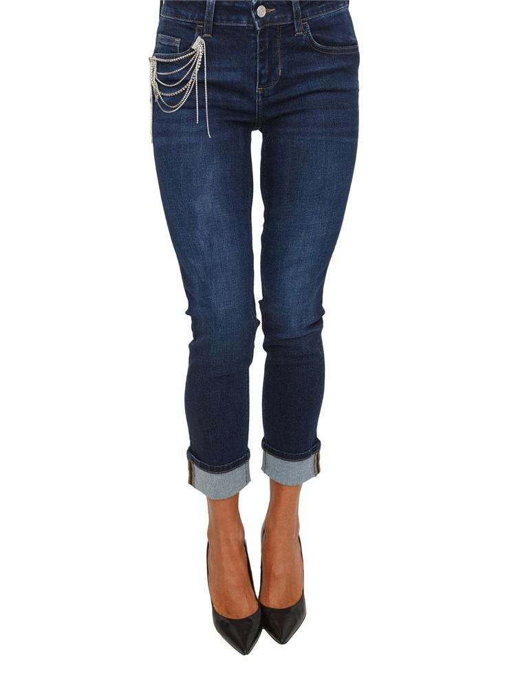 Jeans skinny Liu Jo donna in denim blu con spilla removibile