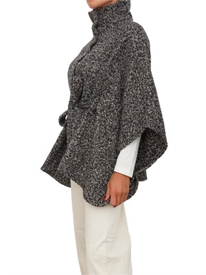 Poncho Liu Jo donna in tessuto chevron blu con cintura e spilla gioiello in DONNA