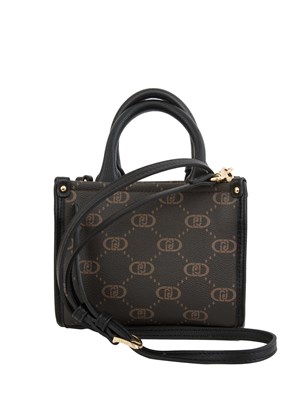 Mini borsa Liu Jo in ecopelle nera e marrone logo all over in DONNA