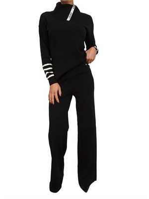 Pantaloni neri Liu Jo donna in maglia di misto viscosa in DONNA