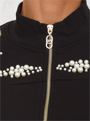 Felpa Liu Jo donna in viscosa nera con perle in DONNA