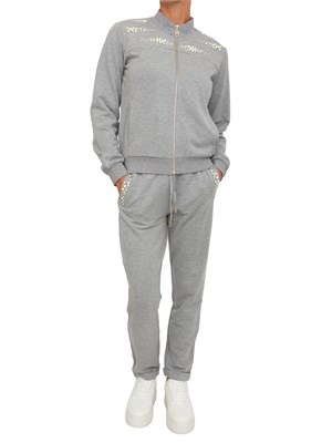 Felpa Liu Jo donna in viscosa grigia con perle in DONNA