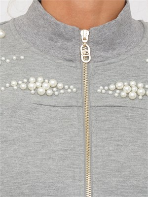 Felpa Liu Jo donna in viscosa grigia con perle in DONNA