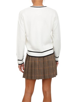 Maglia scollo V in misto seta bianco con bottoni oro in DONNA